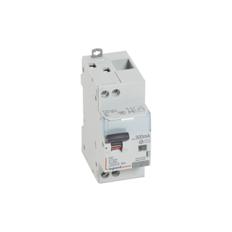 Disjoncteur différentiel DX³4500 à vis U+N 230V~ - 32A typeAC 300mA - courbe C - 2 modules Legrand - 410728