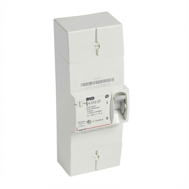Disjoncteur de branchement 230V bipolaire non différentiel - 45A Enedis Legrand - 401007