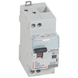 Disjoncteur différentiel DX³4500 à vis U+N 230V~ - 20A typeAC 300mA - courbe C - 2 modules Legrand - 410726