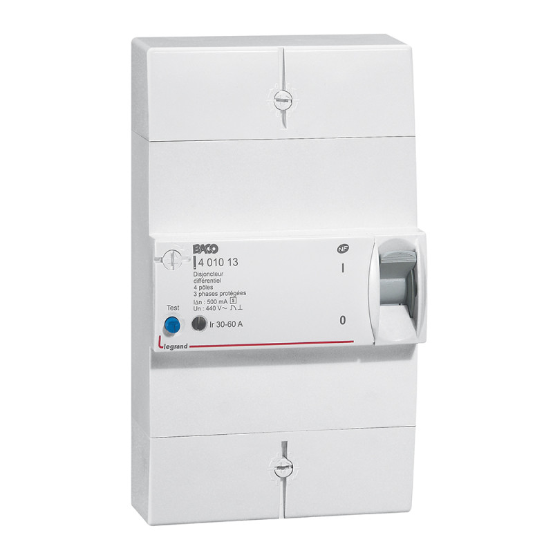 Disjoncteur de branchement 440V tétrapolaire différentiel 500mA sélectif - 60A Enedis Legrand - 401013
