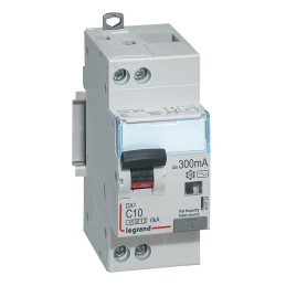 Disjoncteur différentiel DX³4500 à vis U+N 230V~ - 10A typeAC 300mA - courbe C - 2 modules Legrand - 410724