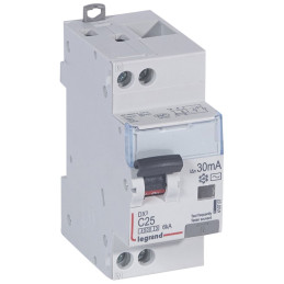 Disjoncteur différentiel DX³4500 à vis U+N 230V~ - 25A typeAC 30mA - courbe C - 2 modules Legrand - 410707