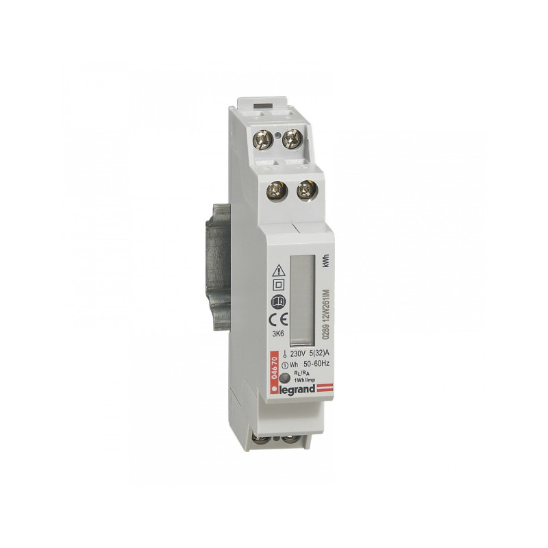 Compteur modulaire monophasé EMDX³ non MID raccordement direct 32A 1 module avec sortie à impulsions - LEGRAND - 004670
