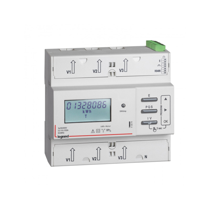 Compteur triphasé EMDX³ - non MID - raccordement direct 125 A - 6 modules - LEGRAND - 412074