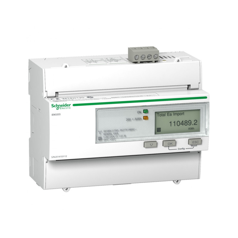 Acti9 iEM compteur d'énergie tri 125A multitarif alarmekW Modbus MID - SCHNEIDER - A9MEM3355