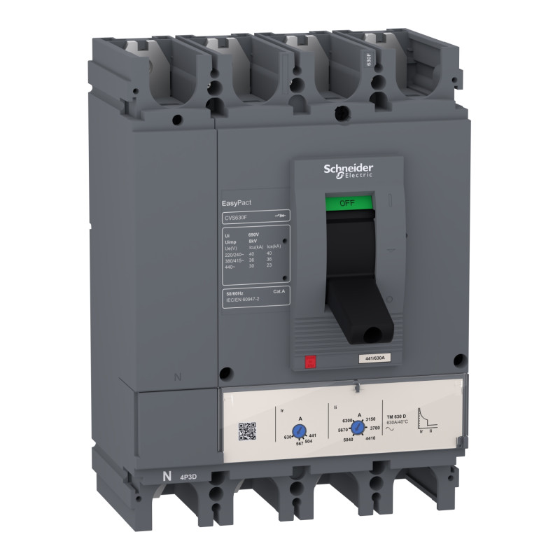 Disjoncteur 36 kA à 415 V CA, 400 A, déclencheur TM-D, 4P4d EasyPact CVS400F Schneider Electric - LV540312