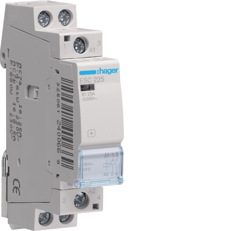 Contacteur modulaire 25A - 2F - 230V - HAGER - ESC225