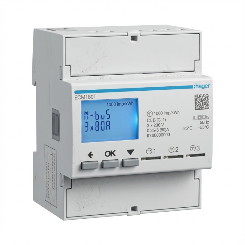 Compteur d'énergie monophasé 3x80A 4M MBUS - HAGER - ECM180T