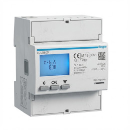 Compteur d'énergie triphasé direct 80A 4M MBUS MID - HAGER - ECM380D