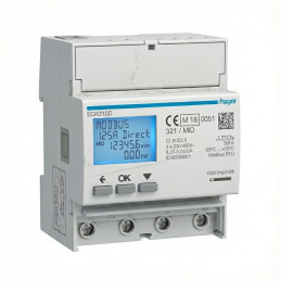 Compteur d'énergie triphasé direct 125A 6M MODBUS MID - HAGER - ECR310D