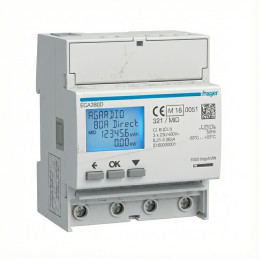 Compteur d'énergie triphasé direct 80A 4M AGARDIO MID - HAGER - ECA380D