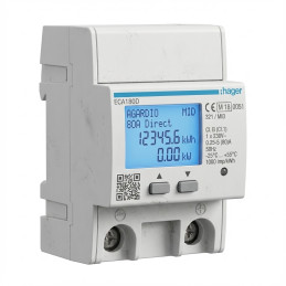Compteur d'énergie monophasé direct 80A 2M AGARDIO MID - HAGER - ECA180D