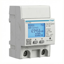 Compteur d'énergie monophasé direct 80A 2M MODBUS MID - HAGER - ECR180D