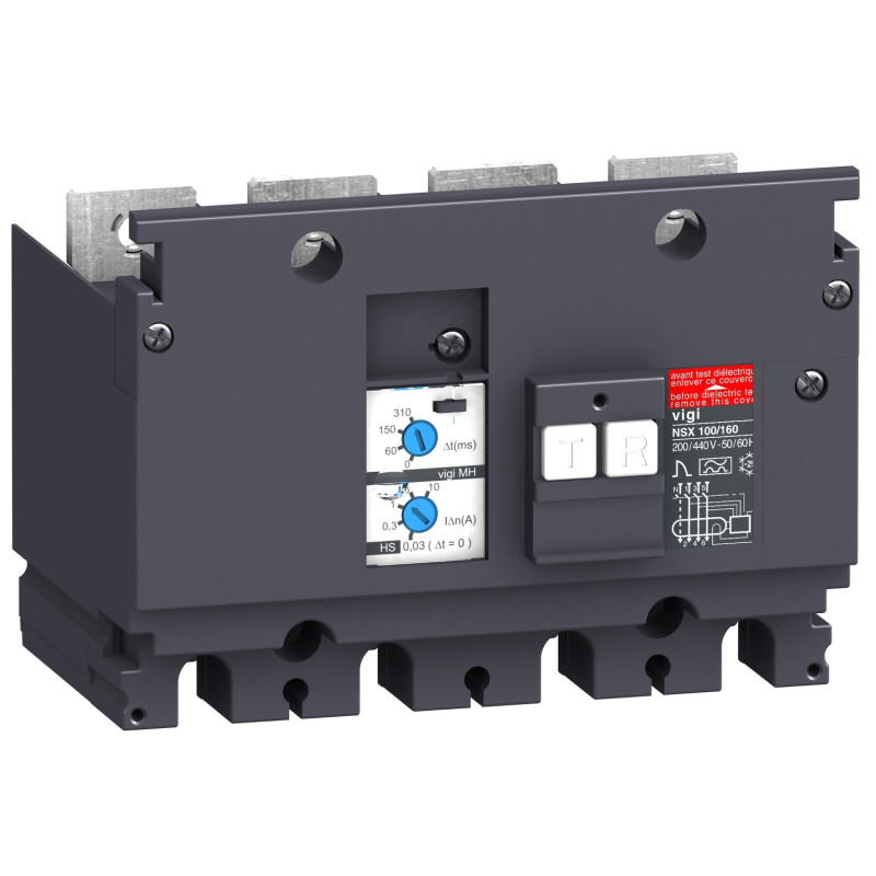 Bloc vigi type MH - 4P - 200 à 440 Vca - seuil 0,03…10 A, Compact NSX100-160 Schneider Electric - LV429211