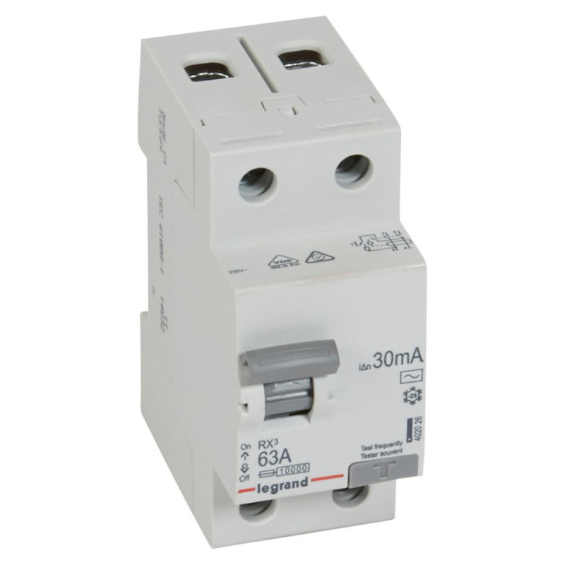 Disjoncteur différentiel RX³ 2P C-63A AC 30mA Legrand - 402026