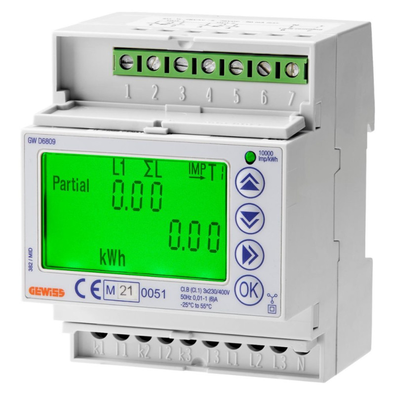 COMPTEUR D'ENERGIE TRIPHASE INDIRECT MID TI/5A - GEWISS - GWD6809