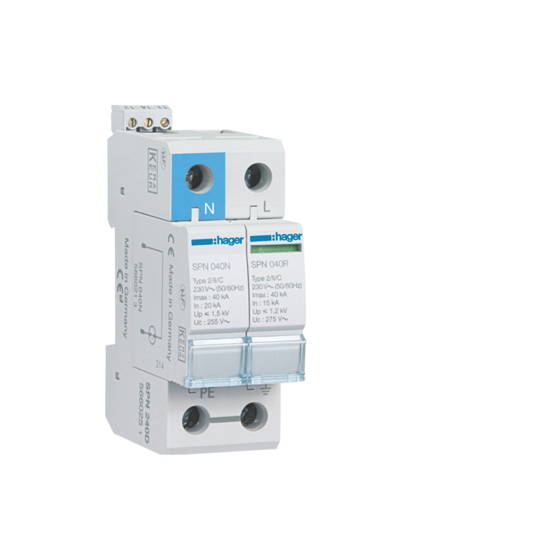 PARAFOUDRE TYPE 2 -PH+N -40KA -HAGER-SPN240D PARAFOUDRE TYPE 2 -PH+N -40KA -HAGER-SPN240D