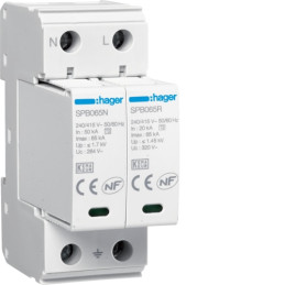 PARAFOUDRE 2P In 20kA Imax 65KAT2 TNS/TT Uc 320V -HAGER-SPB265R