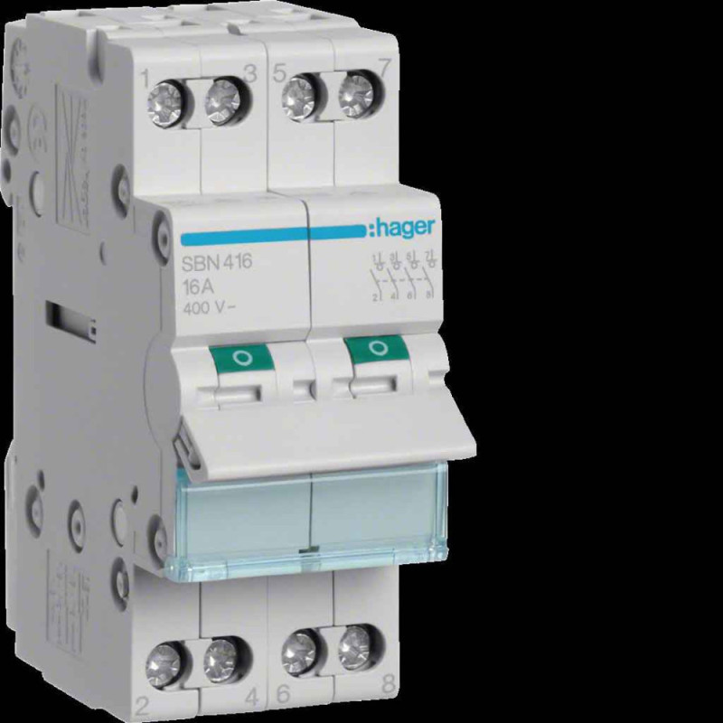 Interrupteur modulaire 4 pôles 16A - HAGER - SBN416
