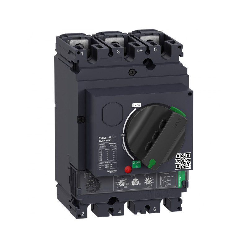 Disjoncteur moteur Tesys GV5 3P 220 A Icu 36 kA magnéto-thermique - SCHNEIDER - GV5P220F Disjoncteur moteur Tesys GV5 3P 220 A Icu 36 kA magnéto-thermique - SCHNEIDER - GV5P220F