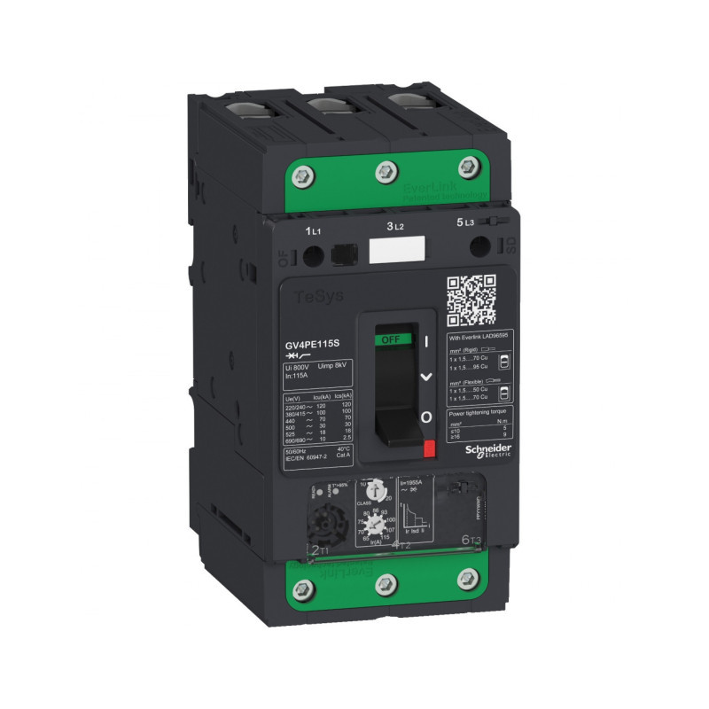 DISJONCTEUR 3P 115A 25kA TeSys TM MOTEUR - SCHNEIDER - GV4PE115B