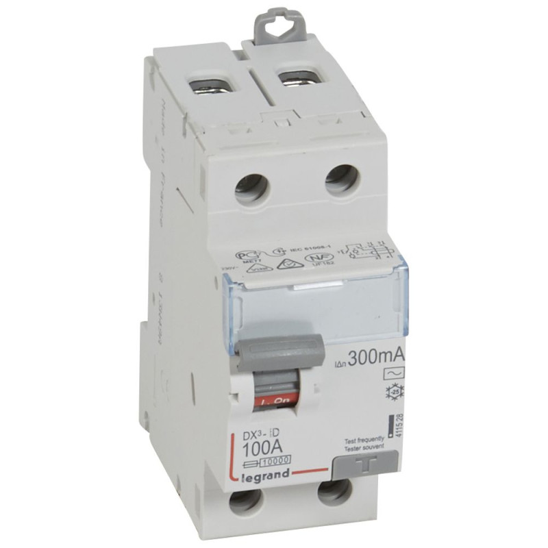 Interrupteur différentiel DX³-ID à vis - 2P 230V~ 100A typeAC 300mA - Legrand - 411528