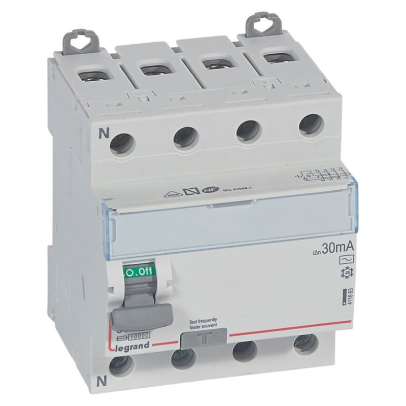 Interrupteur différentiel DX³-ID à vis - 4P 400V~ 80A typeAC 30mA - Legrand - 411663