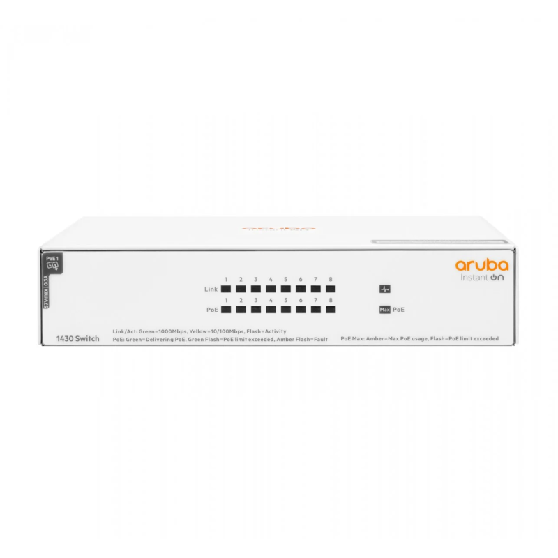 HPE Aruba Instant On 1430 Unmanaged 8G Switch - R8R45A HPE Aruba Instant On 1430 Unmanaged 8G Switch - R8R45A