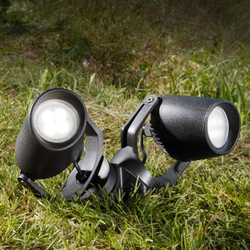 Projecteur LED A PIQUET ÉTANCHE IP66 1 X GU10 6W CCT NOIR SATIN + AMPOULE MINITOMMY SPIKE - FUMAGALLI - 1M1.001.000.AXL1K