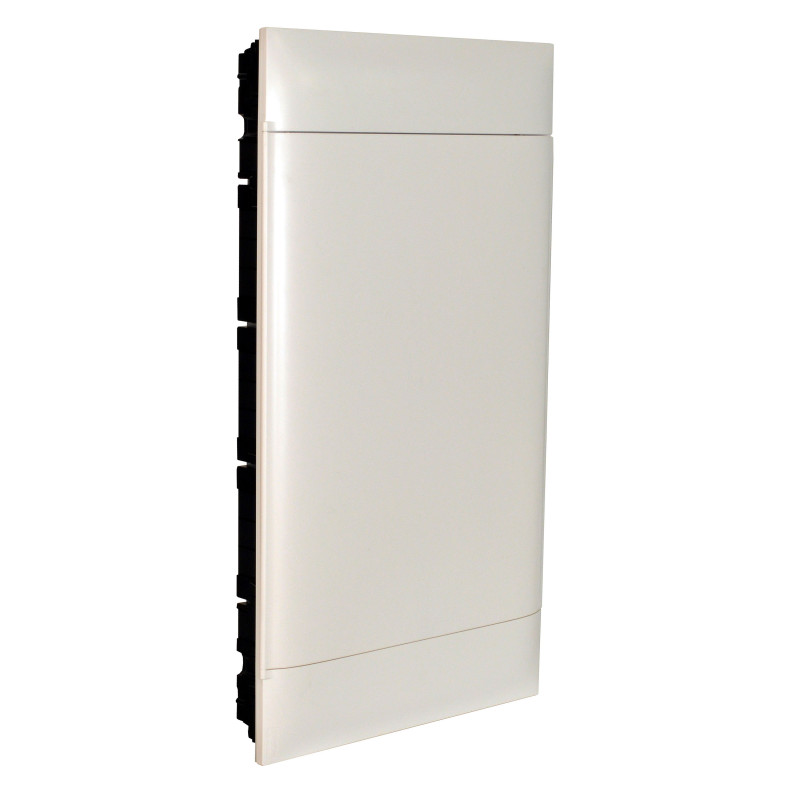 Coffret encastré 4X18 modules - Porte blanche - Bornier terre - Mur maçonnerie - Legrand - 137049
