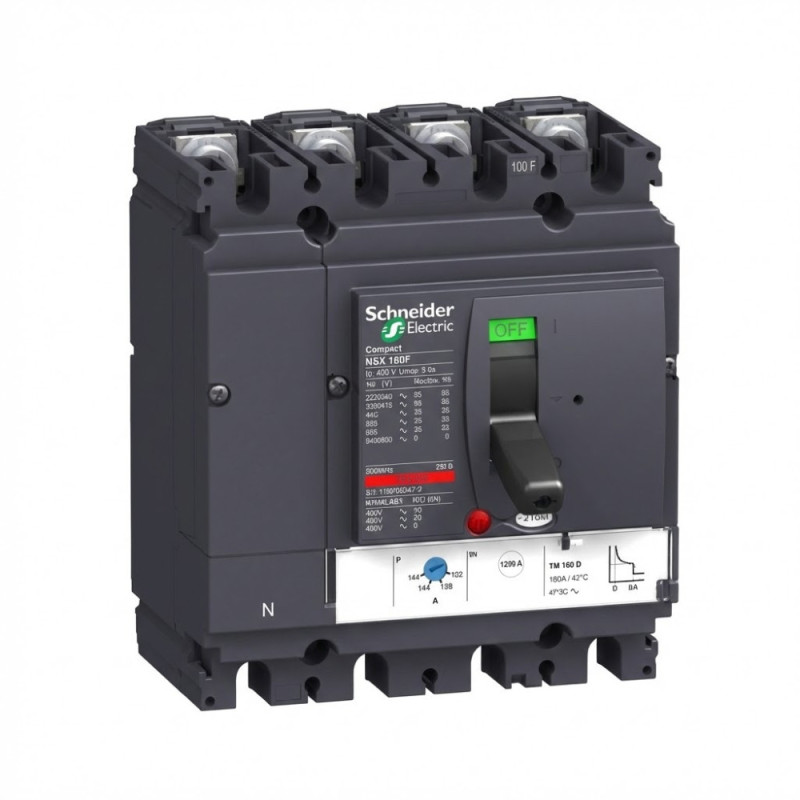Disjoncteur + déclencheur magnéto-thermique TMD - 160A - 4P4d Compact NSX160F - SCHNEIDER - LV430650