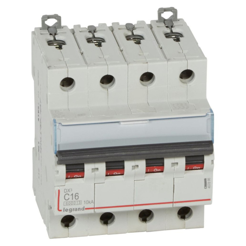 Disjoncteur DX³6000 10kA arrivée haute et départ bas à vis 4P 400V~ - 16A - courbe C - pour peigne HX³ traditionnel - 407898
