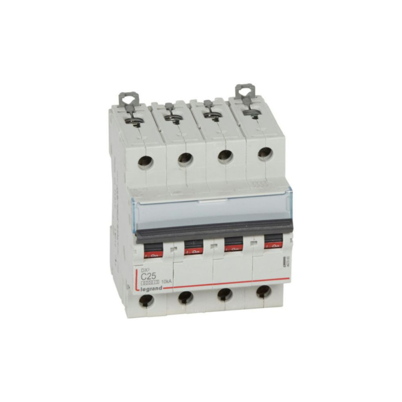 Disjoncteur DX³6000 10kA arrivée haute et départ bas à vis 4P 400V~ - 25A - courbe C - pour peigne HX³ traditionnel - 407900
