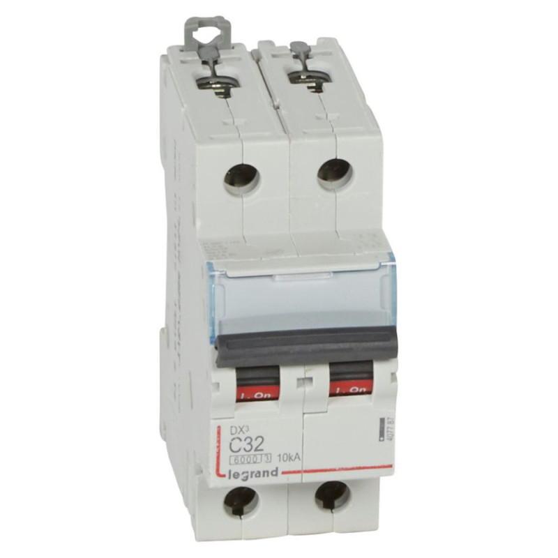 Disjoncteur DX³6000 10kA arrivée haute et départ bas à vis 2P 230V~ à 400V~ - 32A - courbe C - 2 modules - 407787