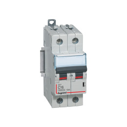 Disjoncteur DX³6000 10kA arrivée haute et départ bas à vis 2P 230V~ à 400V~ - 16A - courbe C - 2 modules - Legrand - 407784