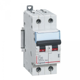 Disjoncteur DX³6000 10kA arrivée haute et départ bas à vis 2P 230V~ à 400V~ - 20A - courbe C - 2 modules - Legrand - 407785