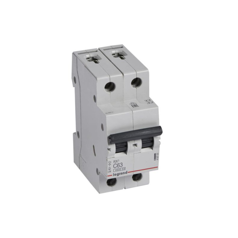 Disjoncteur RX³ 4500A 2P 63A courbe C - Legrand - 419703