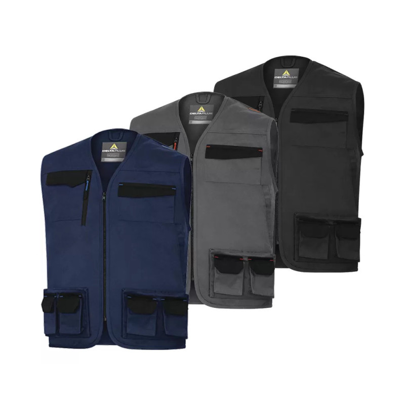 Gilet de Travail Gris / Orange M2GI3 - Delta Plus - M2GI3GO