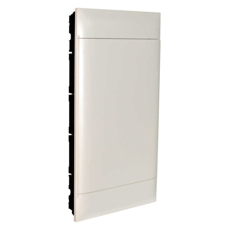 Coffret encastré 4X18 modules - Porte blanche - Bornier terre - Mur maçonnerie - Legrand - 137049
