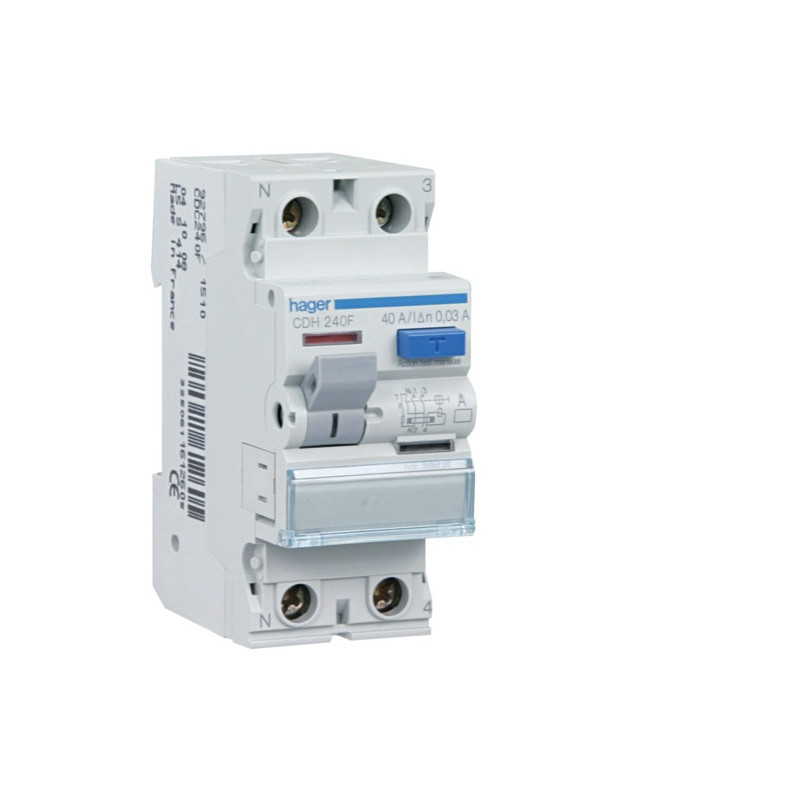 Interrupteur Differentiel 2poles 40a 30ma Hi - Hager - CDH240F
