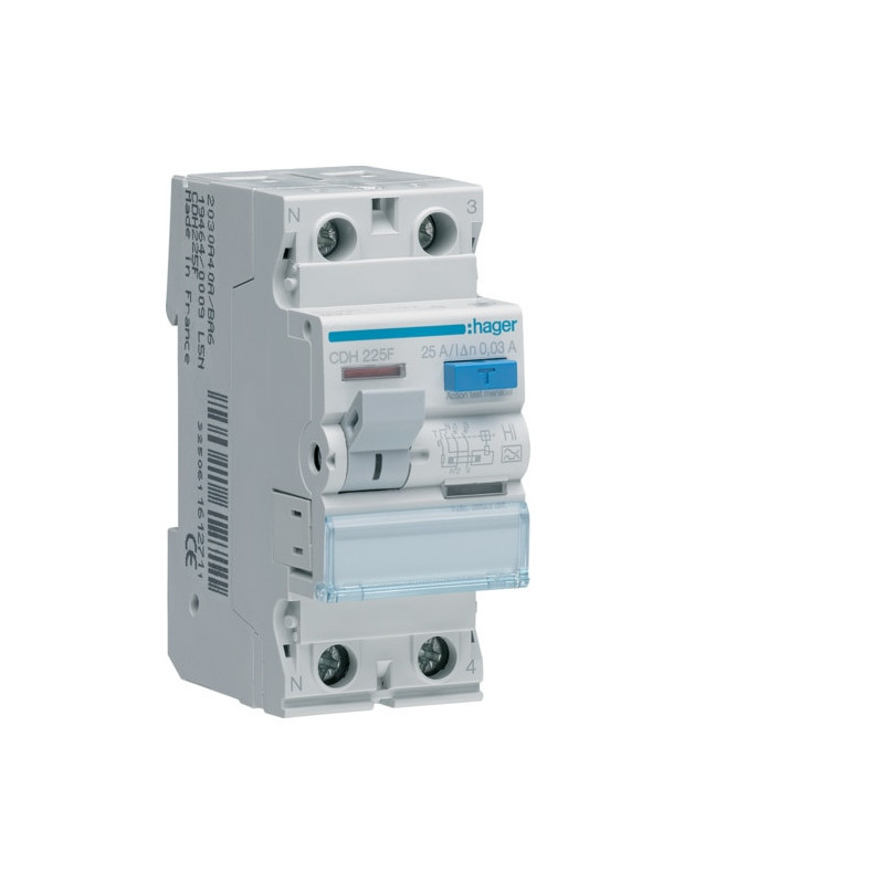 Interrupteur Differentiel 2poles 25a 30ma Hi - Hager - CDH225F