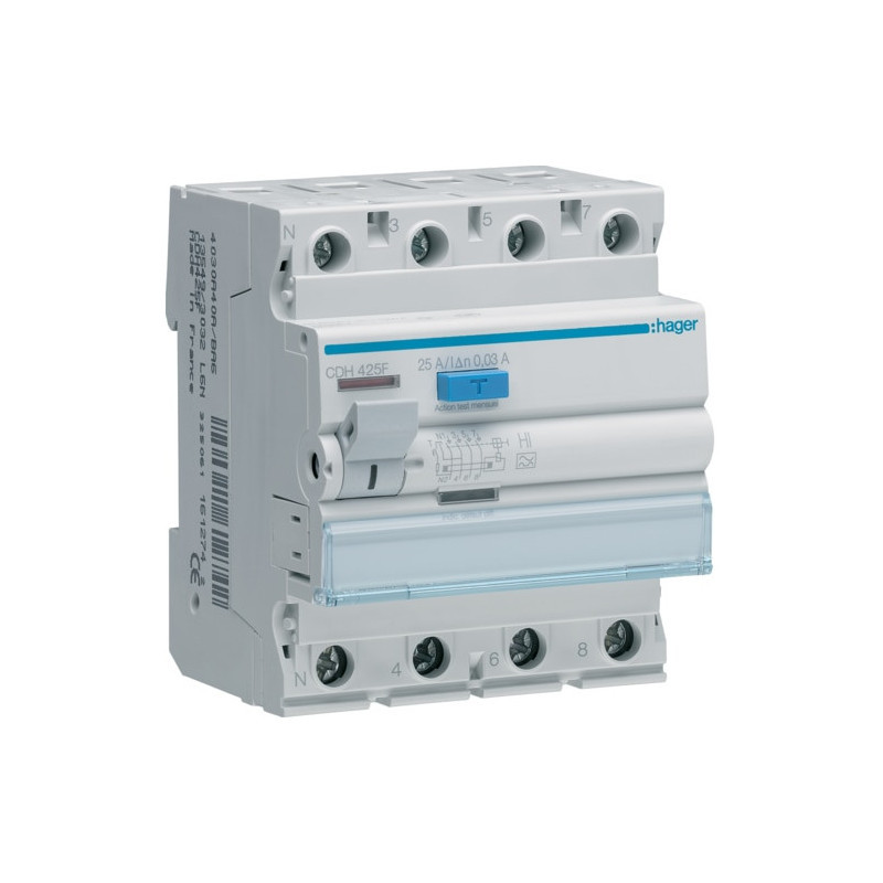 Interrupteur Differentiel 4poles 25a 30ma Hi - Hager- CDH425F
