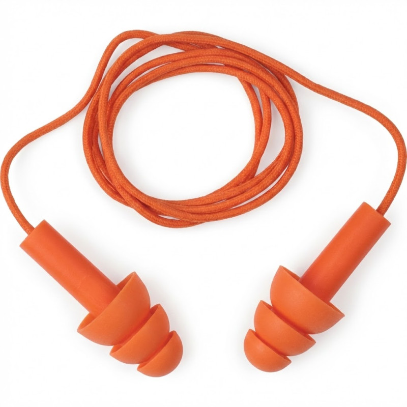 100 Bouchons d'oreilles réutilisable en silicone avec cordon pvc Delta plus - Conicfit100