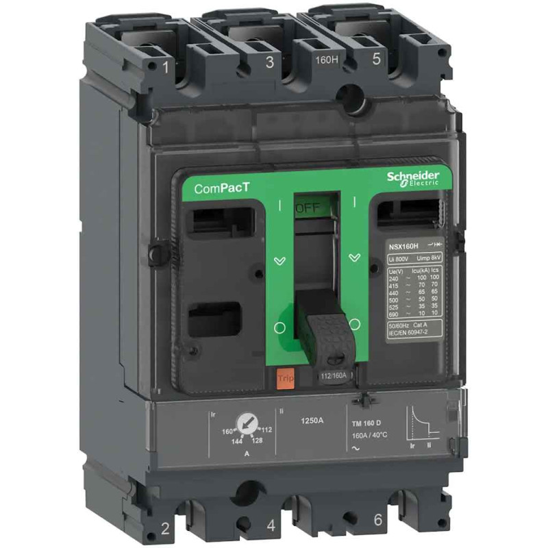 Disjoncteur - TM-D 80A - 3P3D - 36kA - montage fixe - ComPacT NSX100F - SCHNEIDER ELECTRIC - C10F3TM080