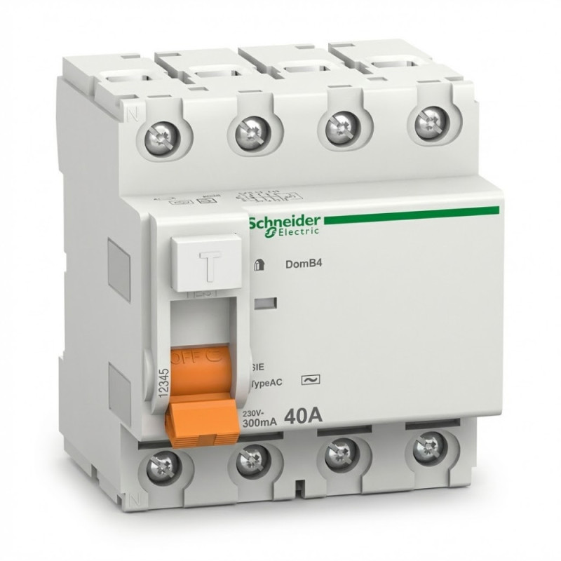 Interrupteur différentiel 4P, 40A, 300mA, Type AC