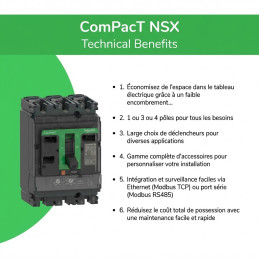 Disjoncteur - TM-D 200A - 3P3D - 25kA - montage fixe - ComPacT NSX250B - SCHNEIDER ELECTRIC - C25B3TM200