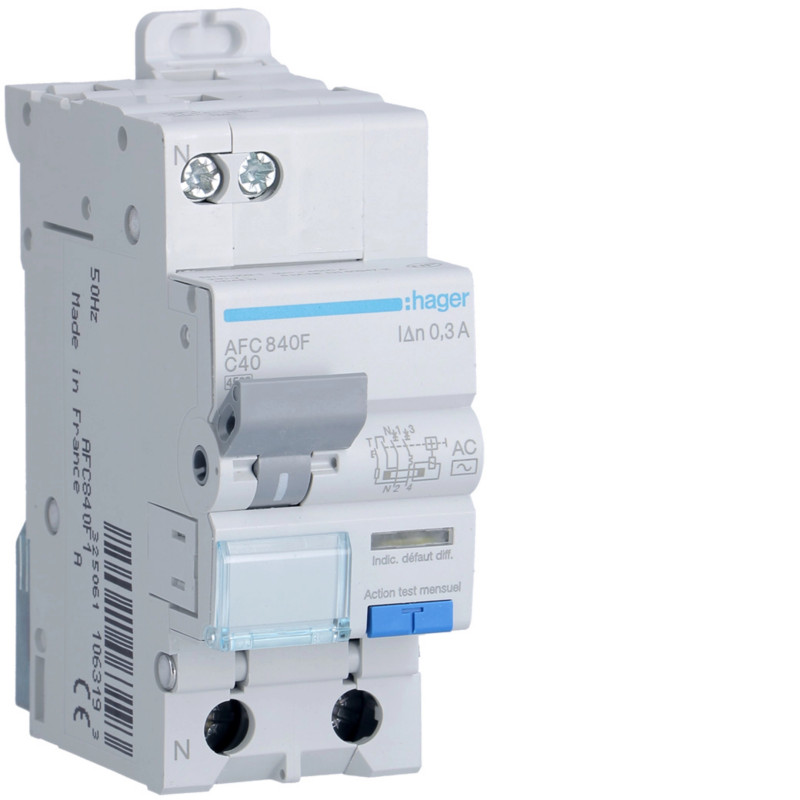 DPN DIFFÉRENTIEL 4,5/6kA PH+N 40A 300mA - HAGER - AFC840F