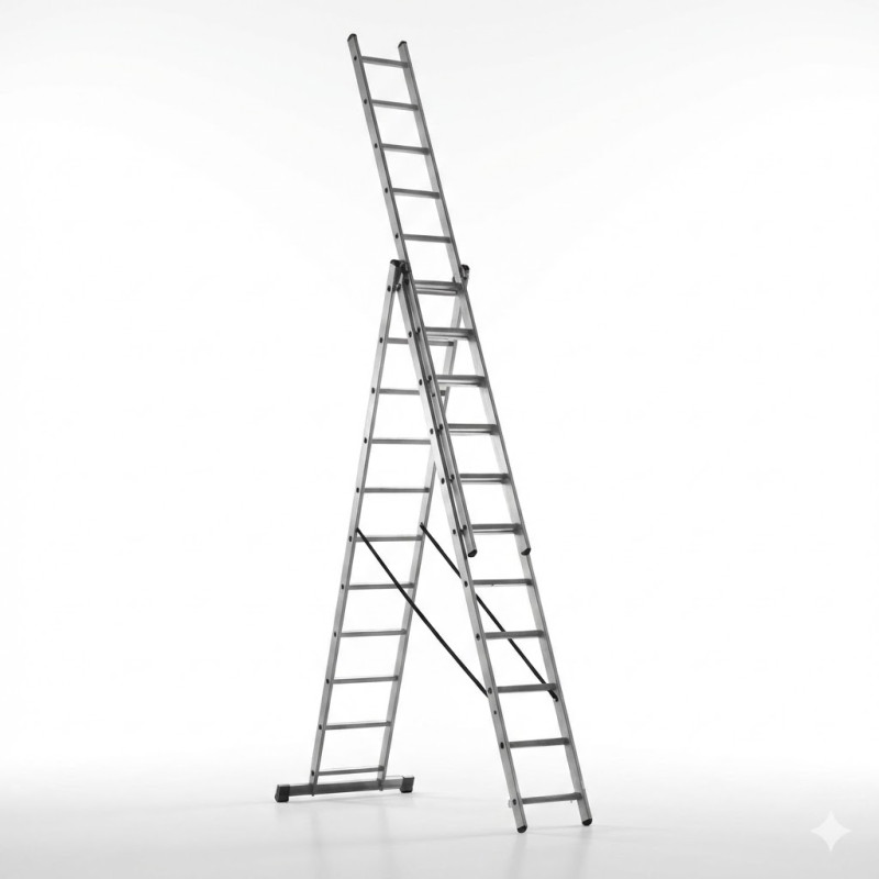 Echelle alu extensible à 3 sections - Ingco - HLAD03391