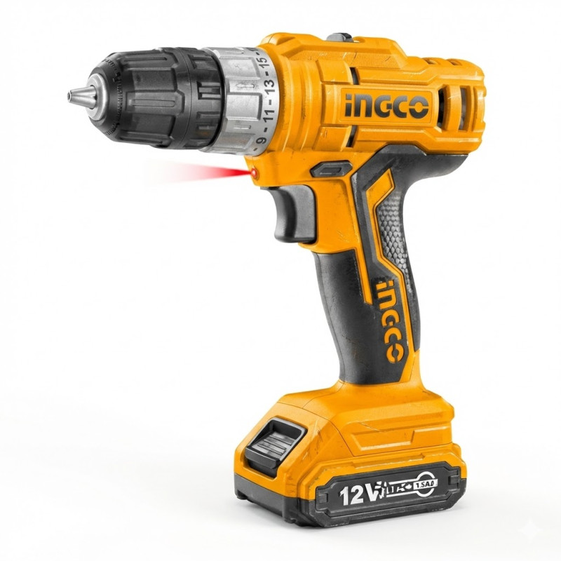 Perceuse visseuse sans fil 16V+2 battéries 2AH+1 CHARG - Ingco - CDLI16682