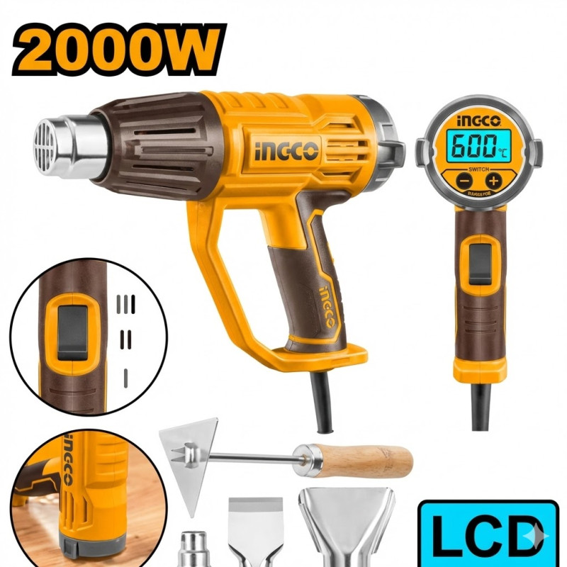 Décapeur thermique 2000W+ACCESSOIRE - Ingco - HG200058